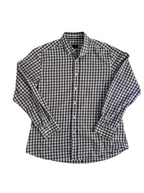 Massimo Dutti Navy and White Check Long-Sleeve Men’s Shirt